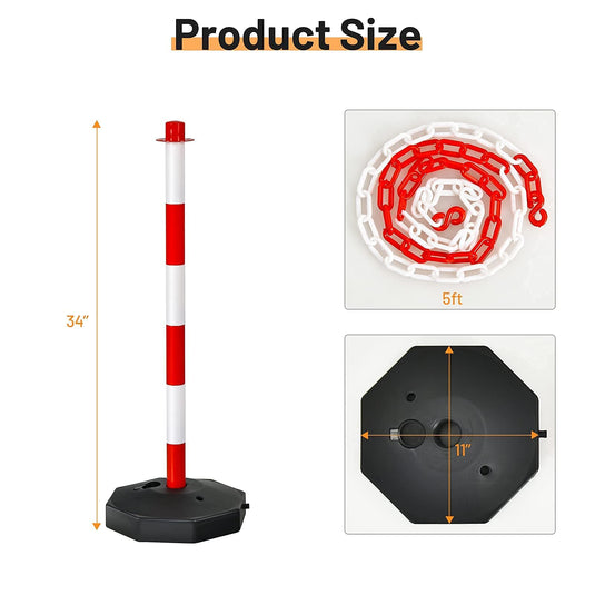 Goplus Delineator Post Cone, Traffic Cones Safety Barrier with Octagonal Fillable Base & 5FT Link Chains - GoplusUS