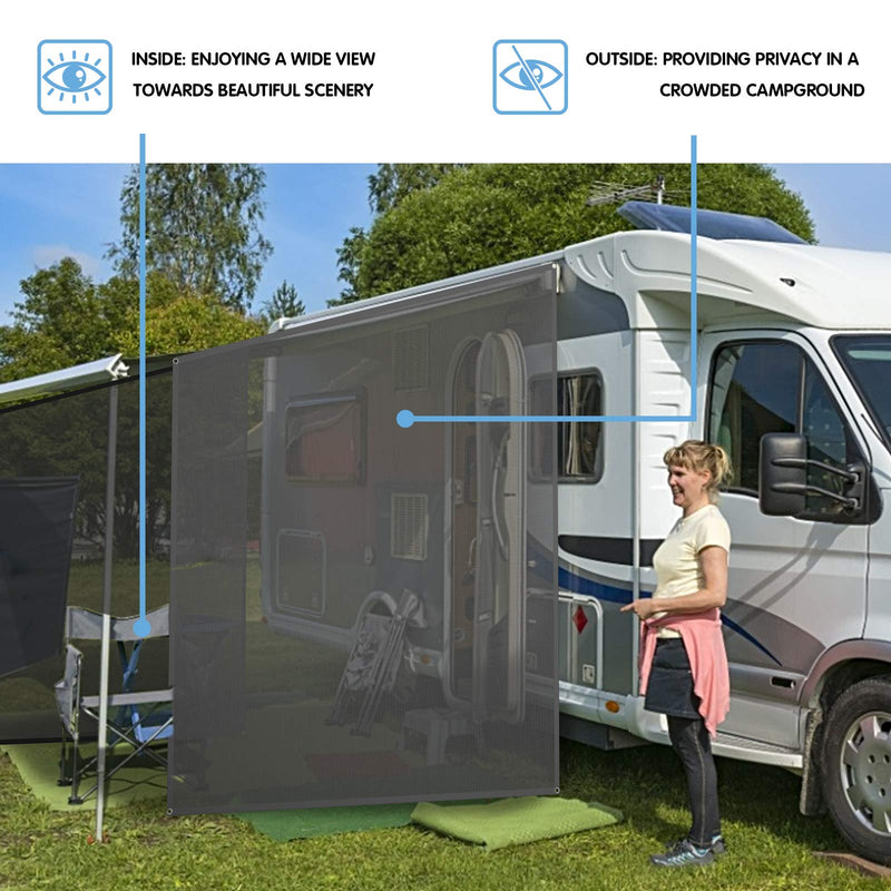 Load image into Gallery viewer, RV Awning Side Sun Shade, 9&quot; x 7&quot; Black Mesh Sunshade Screen with Complete Kits

