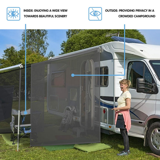 RV Awning Side Sun Shade, 9" x 7" Black Mesh Sunshade Screen with Complete Kits