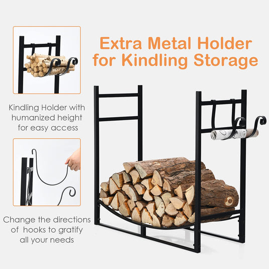 Firewood Rack, 33' Heavy Duty Metal Wood Log Holder - GoplusUS