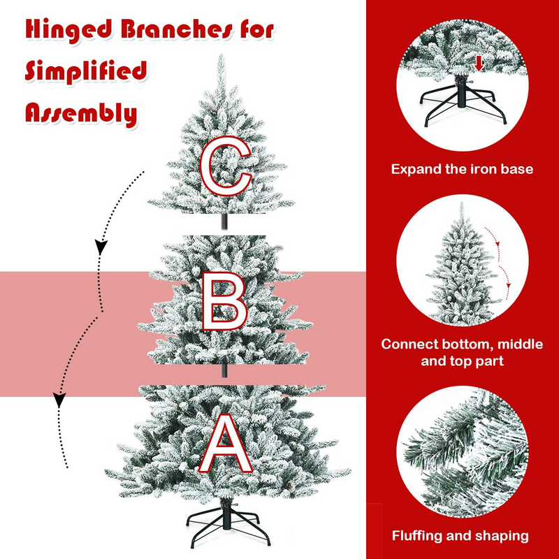 Load image into Gallery viewer, Goplus 7ft Snow Flocked Artificial Christmas Tree - GoplusUS
