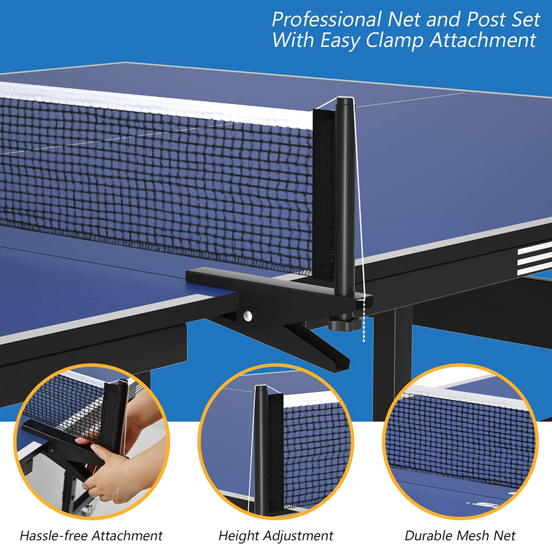 Load image into Gallery viewer, Goplus Foldable Table Tennis Table, 9&#39;x5&#39; Professional Ping Pong Table with Quick Clamp Net &amp; Post Set &amp; Wheels - GoplusUS

