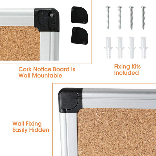 Cork Board, Bulletin Board, 18 x 24 3 Pack Aluminum Framed Cork Notice Pin Board Memo Board - GoplusUS
