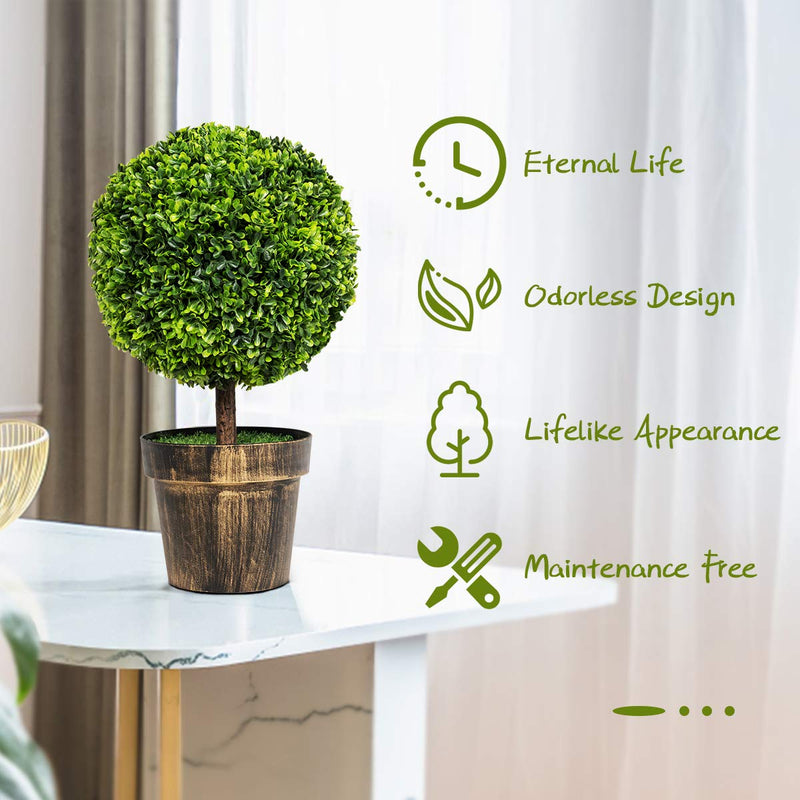Load image into Gallery viewer, 22&quot; Artificial Ball Shaped Tree, Boxwood Tabletop Plant - GoplusUS
