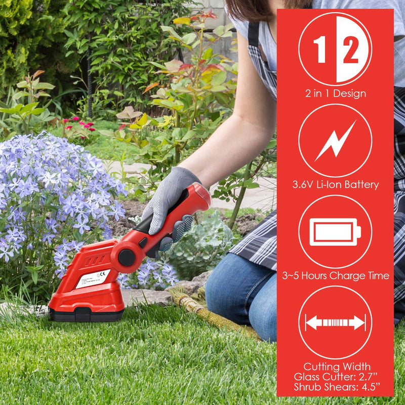 Load image into Gallery viewer, 2 in 1 Cordless Grass Shear + Hedge Trimmer w/ 3.6V Rechargeable Battery - GoplusUS
