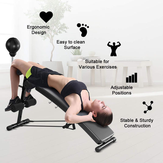 Goplus Adjustable Sit Up Bench, Decline Curved Slant Ab Bench