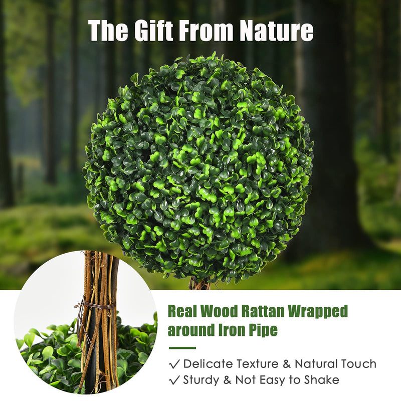 Load image into Gallery viewer, 2.5 Ft/3 Ft  Artificial Boxwood Topiary Tree, Fake Greenery Plants Triple Ball Tree - GoplusUS
