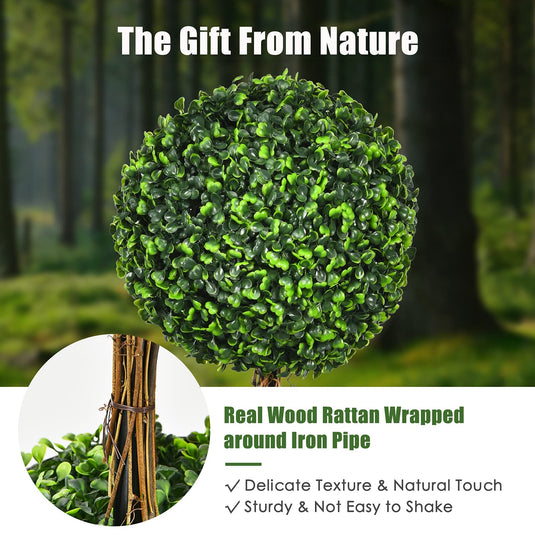 2.5 Ft/3 Ft  Artificial Boxwood Topiary Tree, Fake Greenery Plants Triple Ball Tree - GoplusUS