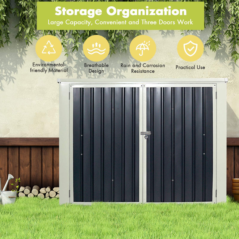 Load image into Gallery viewer, Outdoor Storage Shed 6&#39; x 3&#39;, Multi-Purpose Galvanized Steel Garbage Cans Box - GoplusUS

