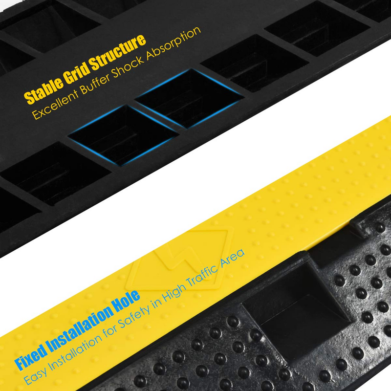 Load image into Gallery viewer, Goplus Rubber Cable Protectors, 2 Channel Hose Cable Protector Ramp Heavy Duty Traffic Speed Bump - GoplusUS
