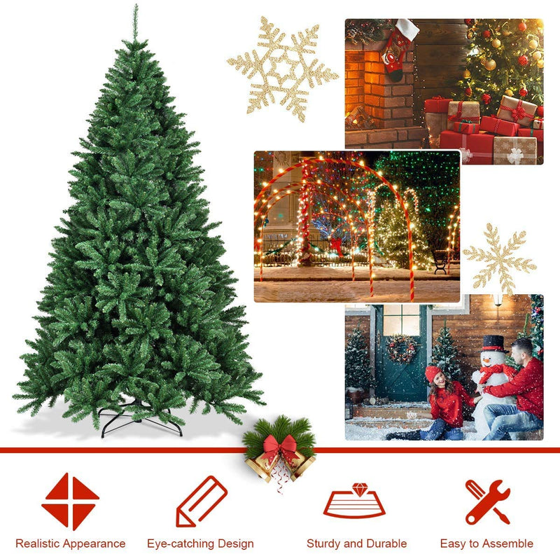Load image into Gallery viewer, Artificial Douglas Christmas Tree, 7.5 Unlit Hinged Pine Tree with 2254 Branch Tips and Solid Metal Stand - GoplusUS
