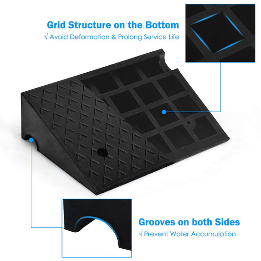 2PCS Rubber Car Curb Ramps, 6" Rise Portable Lightweight Threshold Ramp Set - GoplusUS