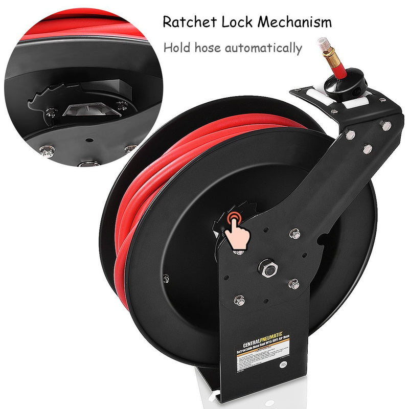 Load image into Gallery viewer, Retractable Air Hose Reel, 3/8&quot; Inch x 50&#39; Ft Wall Mount Auto Rewind Hose-Reel
