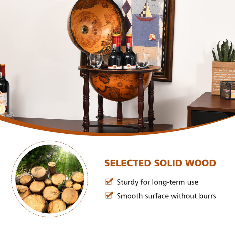 Load image into Gallery viewer, Tabletop 13&quot; Globe Wine Bar Stand, 16th Century Italian Nautical Chart Liquor Cabinet
