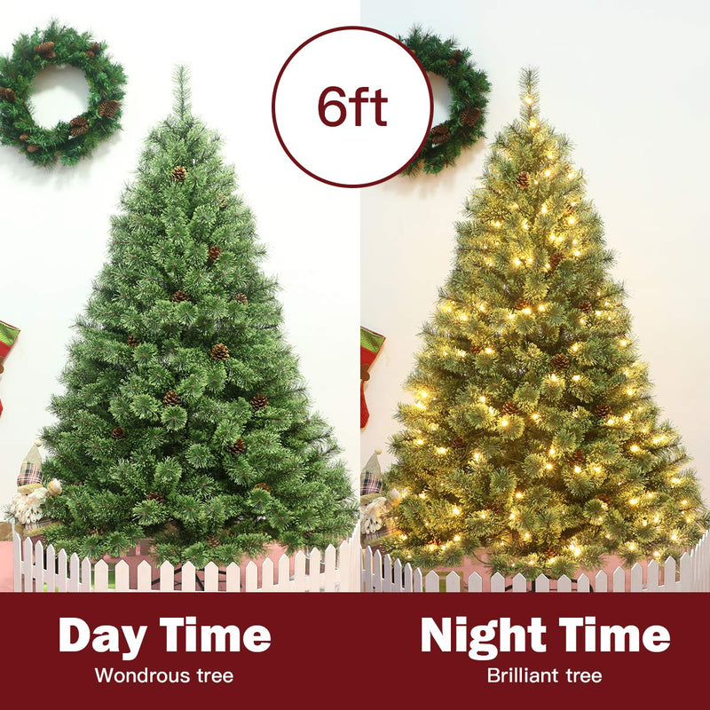 Load image into Gallery viewer, 6FT Prelit Christmas Tree, Flowering Hinged Christmas Tree - GoplusUS
