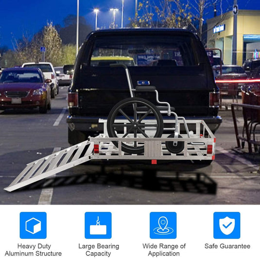 Aluminum Cargo Carrier, 50"x29.5" Hitch Mounted Wheelchair Scooter Mobility Carrier - GoplusUS