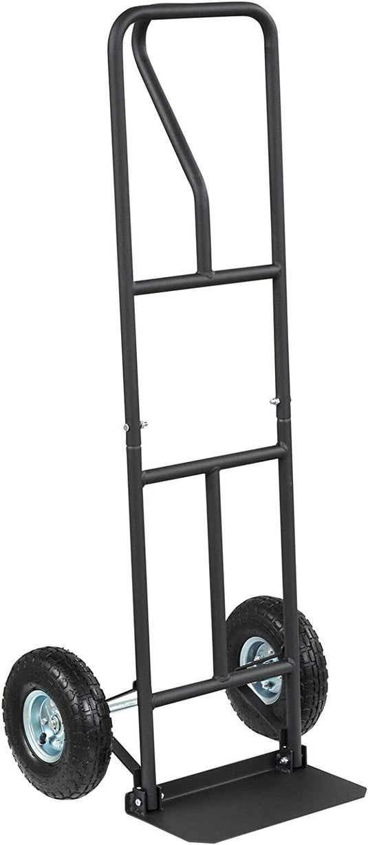 Goplus P-Handle Hand Truck, High Back Sack Barrow with 10" Wheels, Built-in Double Bearings and Foldable Load Plate