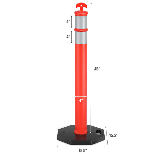 45" Delineator Post Cone, 6 Pack Traffic Cone Safety Barrier with 4" Reflective Collars - GoplusUS