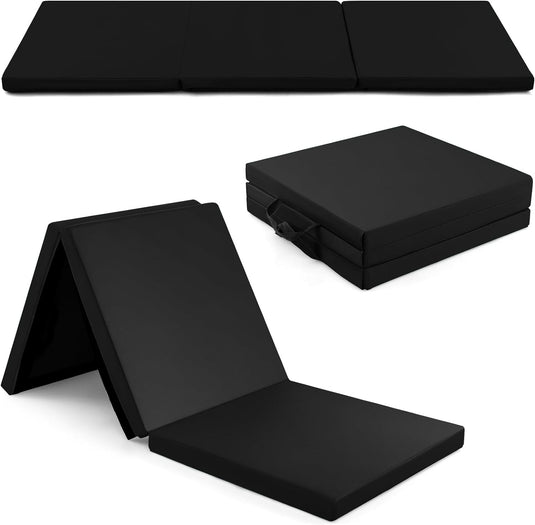 Goplus Folding Gymnastics Mat, 6¡¯ x 2¡¯ x 2¡¯¡¯ Thick Tri-Fold Exercise Tumbling Mat w/Carrying Handles