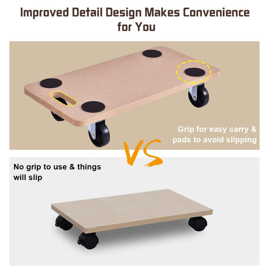 Moving Dolly Heavy Duty Wood Furniture Dollies Movers Carrier (23" x11.5" Platform) - GoplusUS