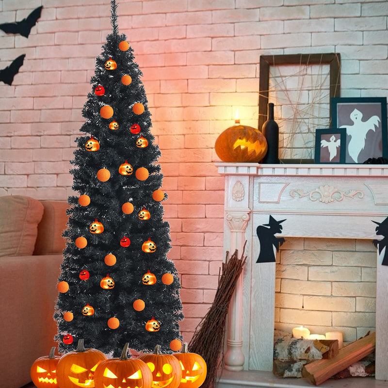 Load image into Gallery viewer, 6ft Blue Pencil Christmas Tree, Artificial Slim Tree - GoplusUS
