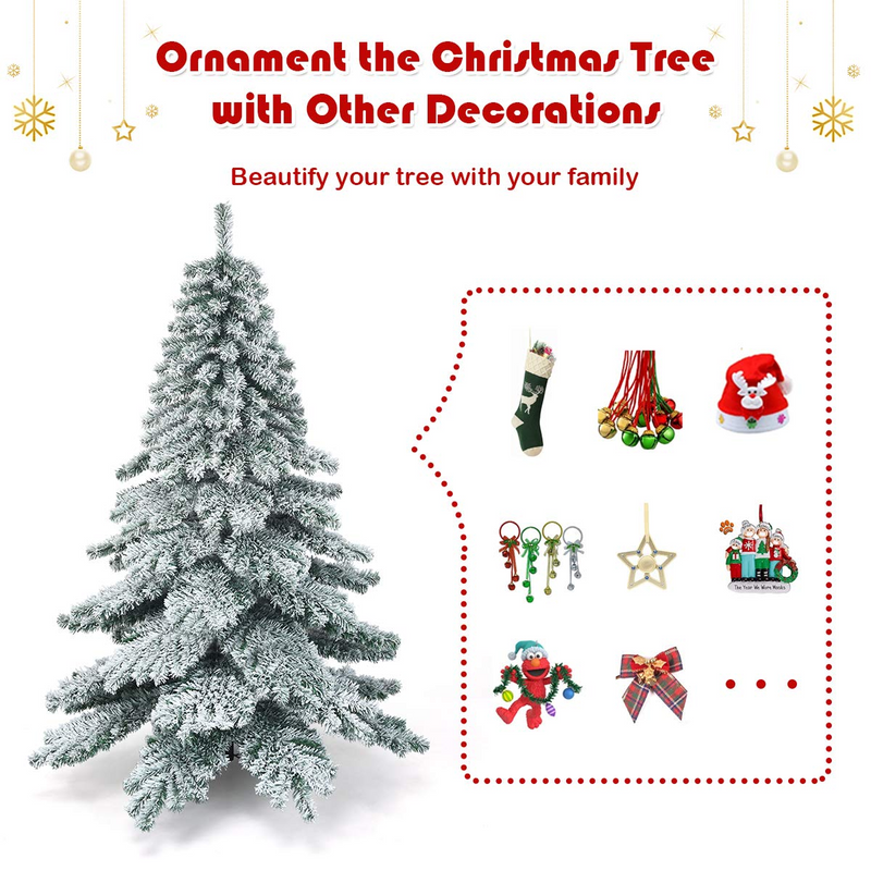 Load image into Gallery viewer, Goplus Snow Flocked Artificial Christmas Tree, Hinged Alaskan Pine Tree with Metal Stand, 100% New PVC Material - GoplusUS
