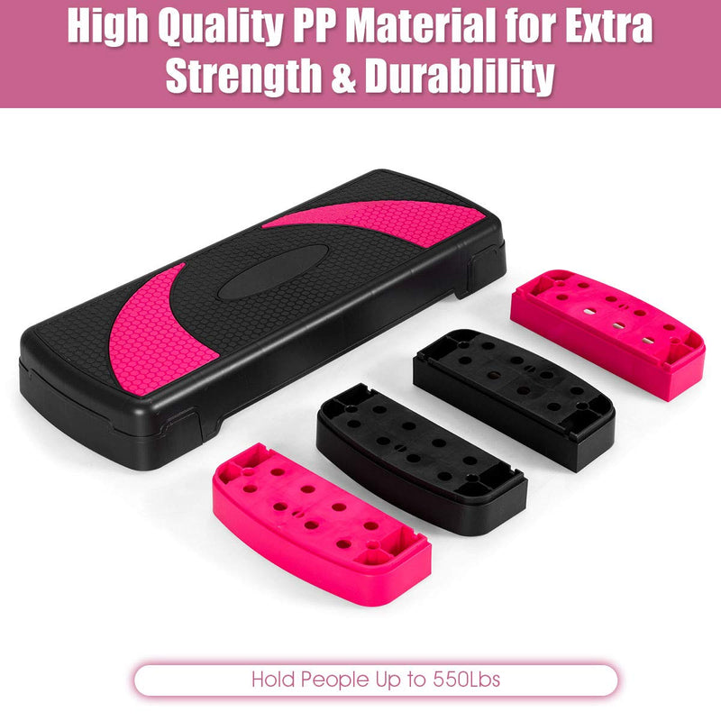 Load image into Gallery viewer, 31&quot; Aerobic Exercise Stepper Deck for Home Gym and Office (Black+Pink) - GoplusUS
