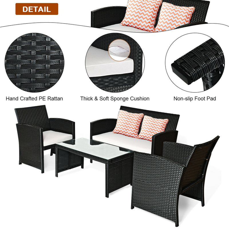 Load image into Gallery viewer, Patio Furniture 4 Pieces Rattan Conversation Sofa Set - GoplusUS
