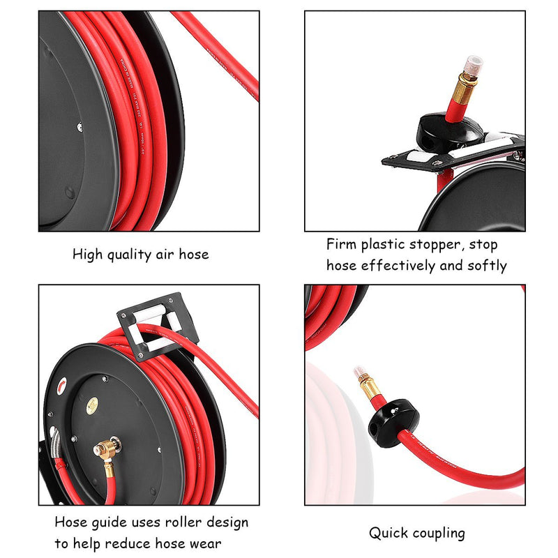 Load image into Gallery viewer, Retractable Air Hose Reel, 3/8&quot; Inch x 50&#39; Ft Wall Mount Auto Rewind Hose-Reel
