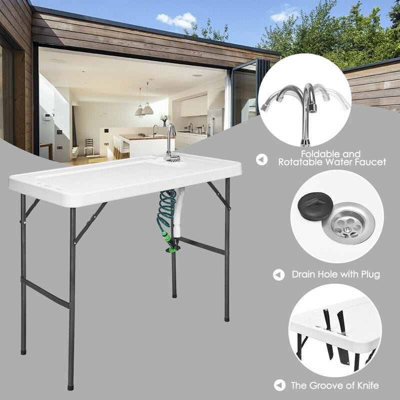Load image into Gallery viewer, Folding Fish Table Fillet Hunting Cleaning Cutting Camping Sink Table - GoplusUS
