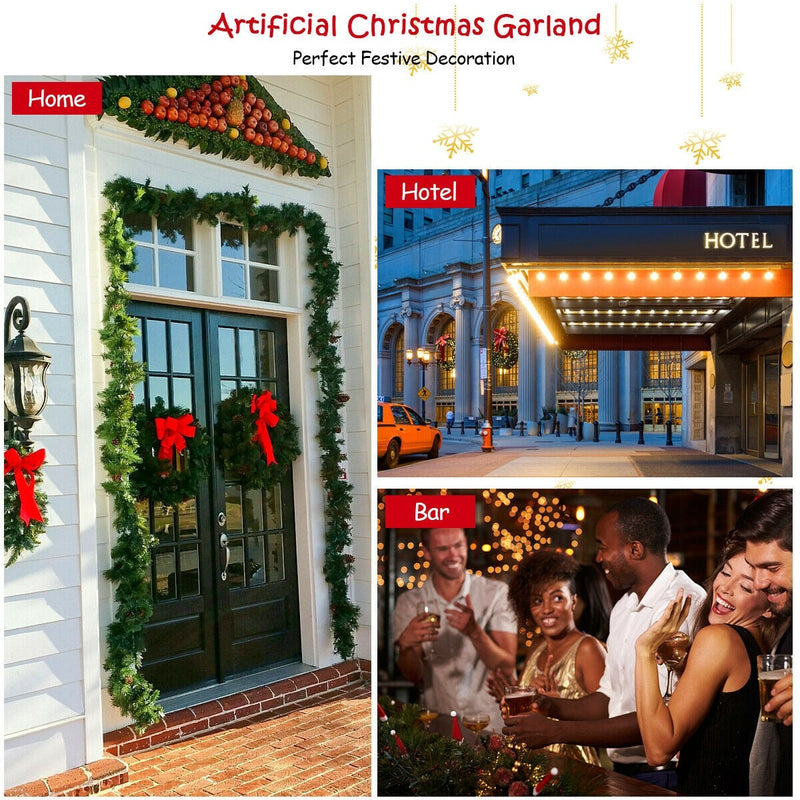 Load image into Gallery viewer, 9FT Pre-lit Christmas Garland, with 50 LED Lights - GoplusUS
