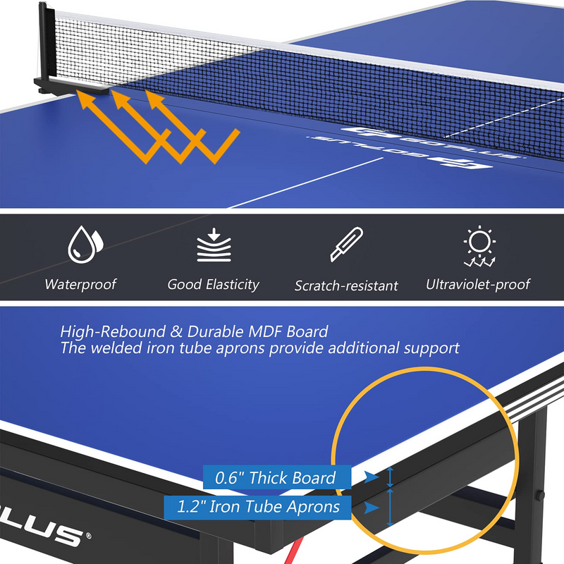 Load image into Gallery viewer, Goplus Foldable Table Tennis Table, 9&#39;x5&#39; Professional Ping Pong Table with Quick Clamp Net &amp; Post Set &amp; Wheels - GoplusUS
