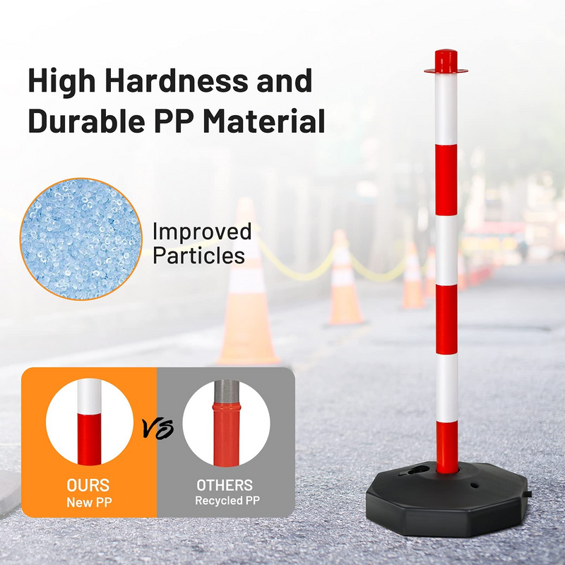 Load image into Gallery viewer, Goplus Delineator Post Cone, Traffic Cones Safety Barrier with Octagonal Fillable Base &amp; 5FT Link Chains - GoplusUS
