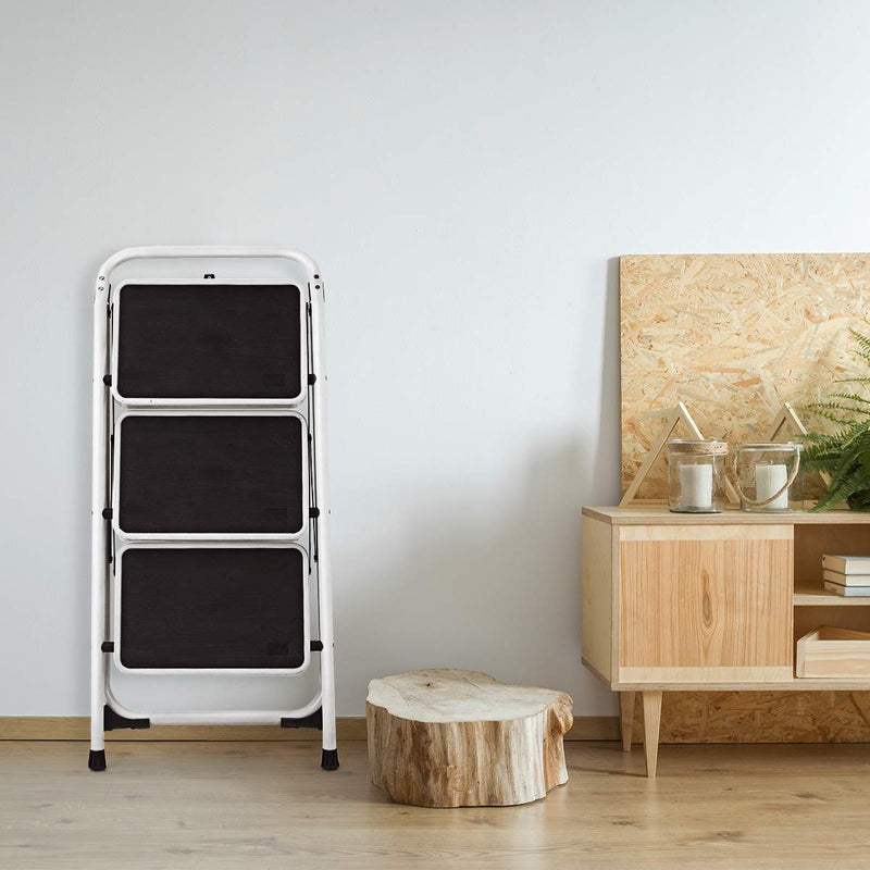 Load image into Gallery viewer, Goplus 3 Step Ladder, Folding Heavy Duty Step Stool Lightweight Steel Ladder, 340lbs Capacity (Black) - GoplusUS
