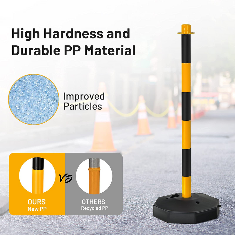 Load image into Gallery viewer, Goplus 6 Pack Delineator Post Cone, Traffic Cones Safety Barrier with Octagonal Fillable Base &amp; 5FT Link Chains (6PCS, Black+Yellow) - GoplusUS
