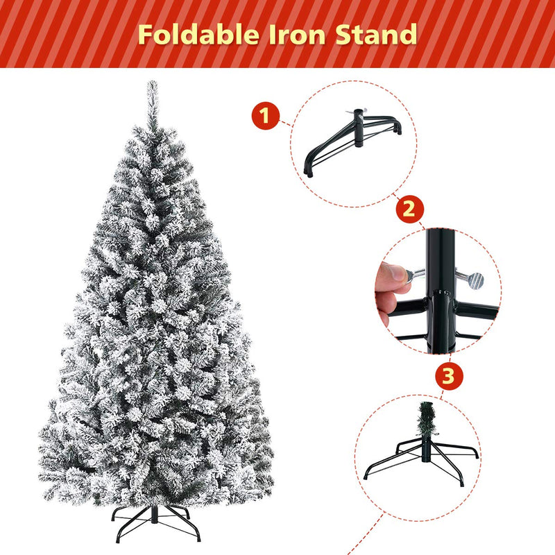 Load image into Gallery viewer, 6FT/9FT  Snow Flocked Christmas Tree, Hinged Pine Tree - GoplusUS
