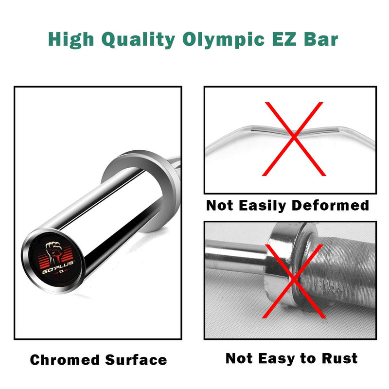 Load image into Gallery viewer, 400Lbs Olympic EZ Curl Bar for Strength Training, 48&quot; Solid Steel Barbell Weight Lifting Bar - GoplusUS
