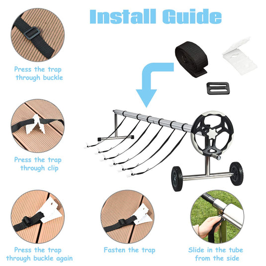 21FT Pool Cover Reel Set, Aluminum Pool Solar Cover Reel - GoplusUS