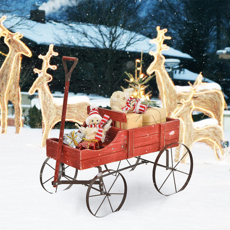 Load image into Gallery viewer, Wagon Planter, Decorative Wooden Garden Planter with Wheels
