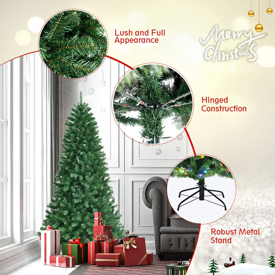 Goplus Christmas Tree, Hinged Remote Control Artificial Xmas Tree, Residential and Commercial Decoration for Indoor - GoplusUS