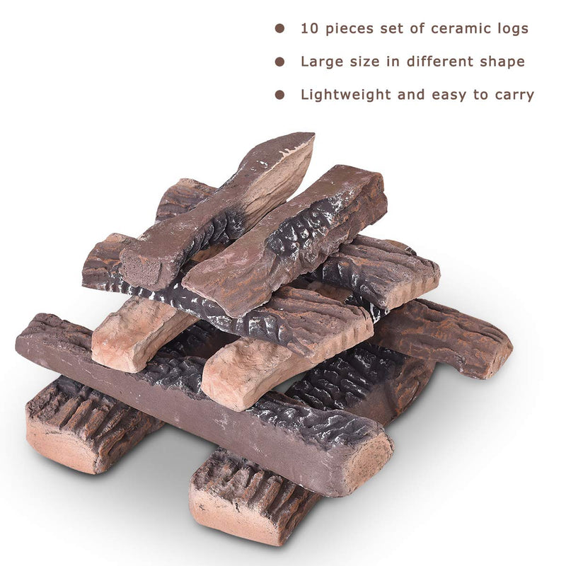 Load image into Gallery viewer, Ceramic Wood Gas Fireplace Log Set for Ventless (9 PCS/10 PCS) - GoplusUS
