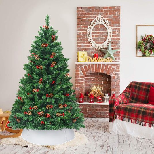 Galvanized Metal Christmas Tree Collar Easy Set Up, 30-Inch Diameter Base - GoplusUS