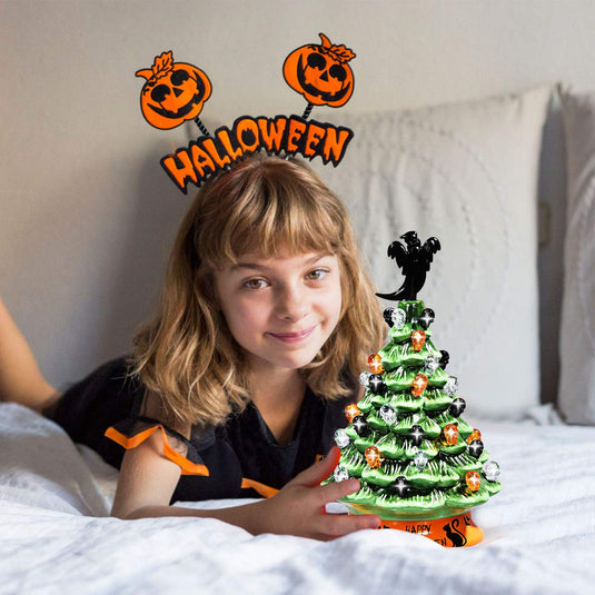 11.5" Battery Powered Hand-Painted Ceramic Tabletop Christmas Tree - GoplusUS