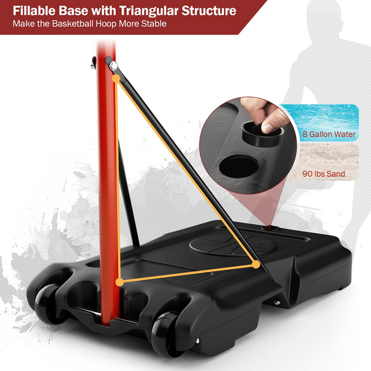 Portable Basketball Hoop, Height Adjustable Basketball Goal System [6.5FT-8.5FT] w/Shatterproof Backboard