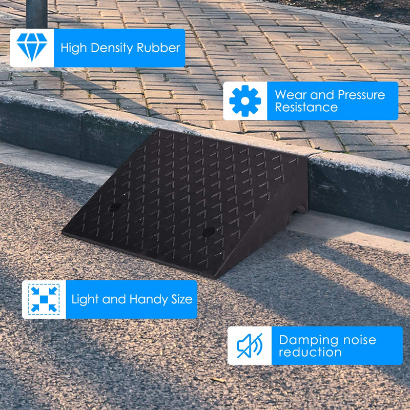 Load image into Gallery viewer, 2PCS Rubber Car Curb Ramps, 6&quot; Rise Portable Lightweight Threshold Ramp Set - GoplusUS
