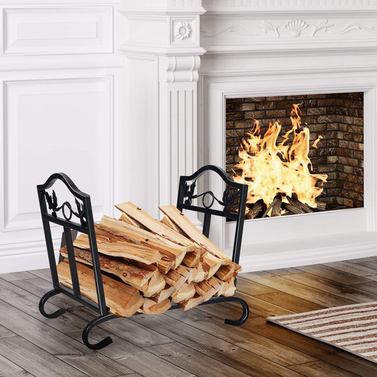 Goplus Foldable Firewood Log Rack, Wrought Iron Firewood Storage Carrier - GoplusUS