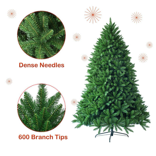 7.5ft Unlit Artificial Christmas Tree, Premium Hinged Fir Tree - GoplusUS