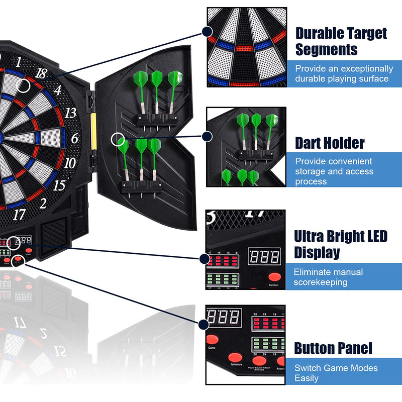 Load image into Gallery viewer, Professional Electronic Dart Board Cabinet Set Dartboard Game Room LED Display

