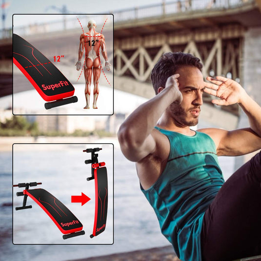 Adjustable Sit Up Bench, Abdominal Training Workout Slant Bench - GoplusUS