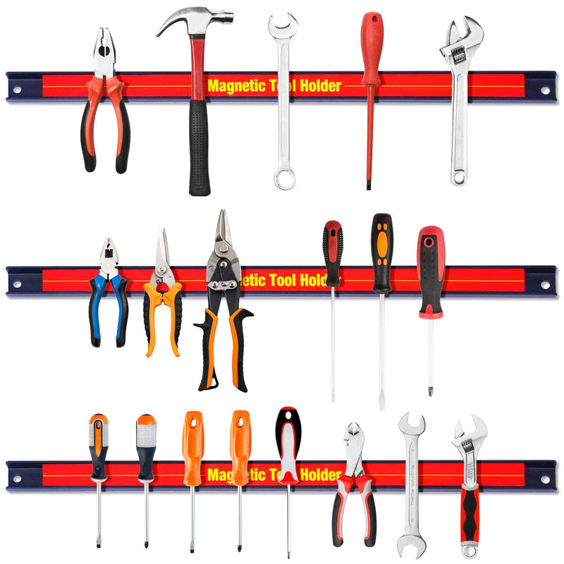 8-Pack 18-Inch Magnetic Tool Holder Strips - Heavy Duty Red Magnet Bars With 50 Lb Capacity Each